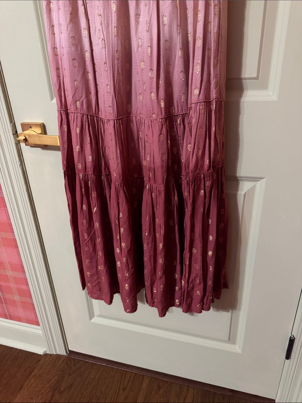 Sweet Magnolia Pink Ombre Maxi Dress with Gold Motif - Picture 6 of 6